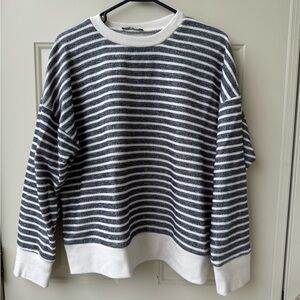 Striped Gray and White Zara Sweater/Sweatshirt